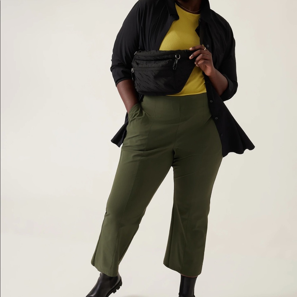 NWT Athleta Cosmic Kick Flare Pants Aspen Olive 12